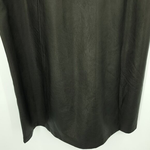 SPANX Leather Like Faux Leather Pull On Midi Skirt M Black #20321R - Picture 9 of 14